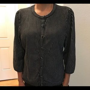 Adorable black/white polkadot button-down cardigan